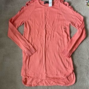 NWT New York and Company High / Low Lace Up Cold Shoulder Sweater